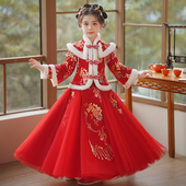 汉服女童秋冬加绒加厚中国风古装 衣服 儿童拜年服新年喜庆女孩冬季