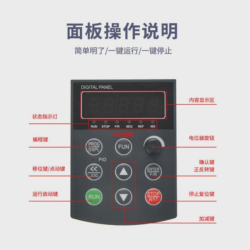 变频器三相单相1.5-2.2-4-5.5-7.5kw单相220转三相380v电机调速器