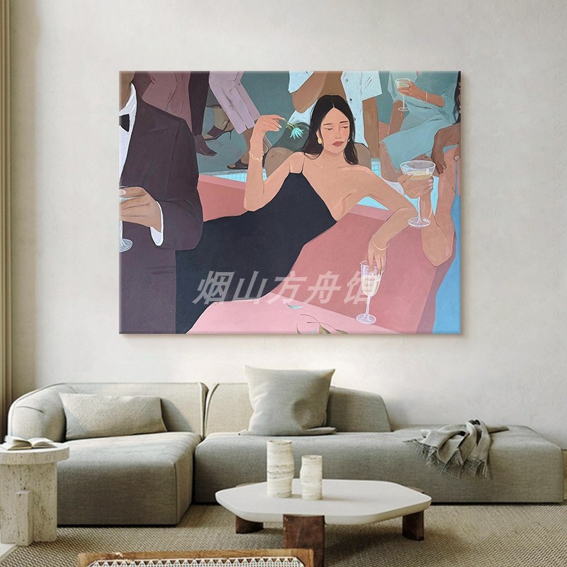 抽象女性人物装饰画玄关小众艺术丙烯挂画客厅沙发背景墙手绘油画图片