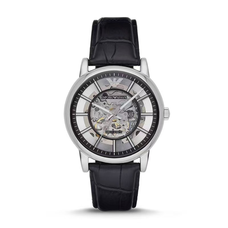 Emporio Armani/阿玛尼黑武士潮流皮带镂空欧美机械表男士AR1981
