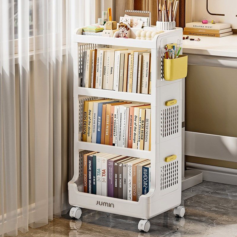 书架置物架落地家用简易多层带轮儿童玩具收纳阅读移动小推车书柜,住宅家具,书架,淘宝优惠券,粉丝福利购,淘宝优惠卷