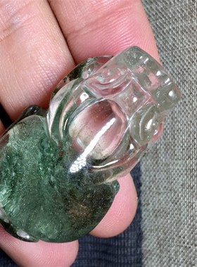 天然水晶红绿幽灵貔貅吊坠四季花幽灵龙龟挂坠多宝貔貅貔貅戒指面