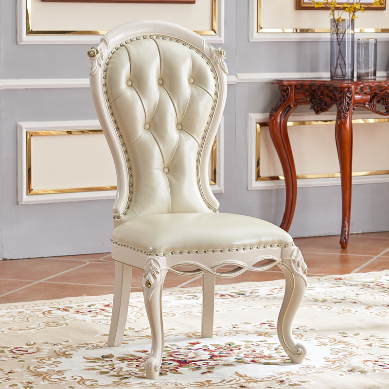 欧式餐椅舒适橡胶木坐椅美式乡村真皮复古高端靠背椅家用酒店椅子,住宅家具,餐椅,淘宝优惠券,粉丝福利购,淘宝优惠卷