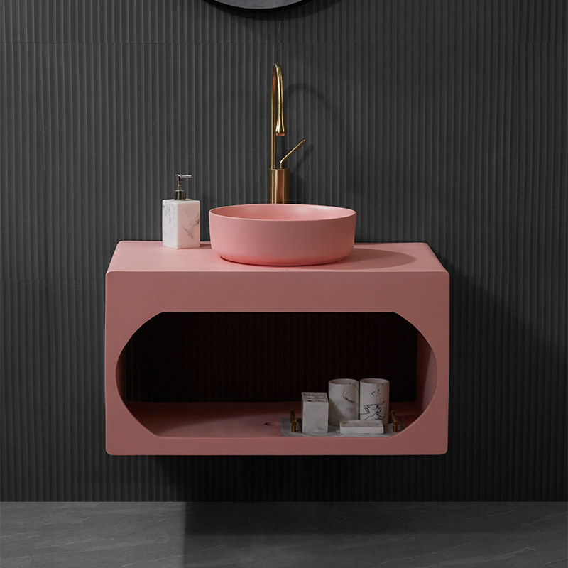 北欧人造石浴室柜组合一体洗手盆洗脸盆粉色挂壁挂墙洗漱台盆柜,家装主材,浴室柜组合,淘宝优惠券,粉丝福利购,淘宝优惠卷