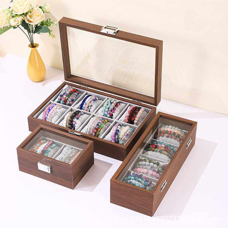 手表展示盒木纹配饰翡翠水晶手链佛珠收纳盒文玩手串复古透明首饰,收纳整理,首饰盒,淘宝优惠券,粉丝福利购,淘宝优惠卷