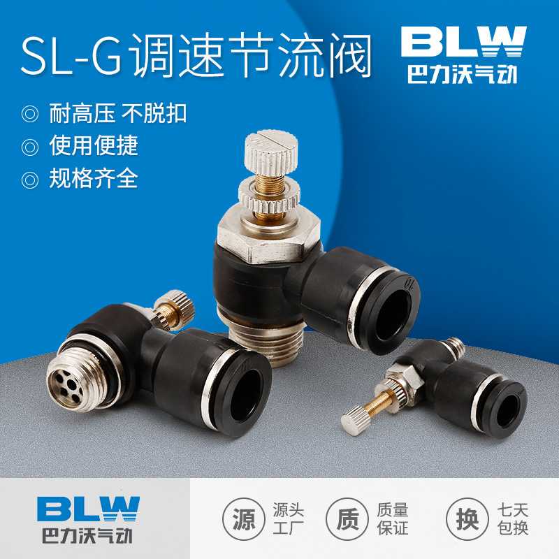 G螺纹气动调节阀L型流量调速气管快速接头带垫圈SL6-M5/8-02/8-03