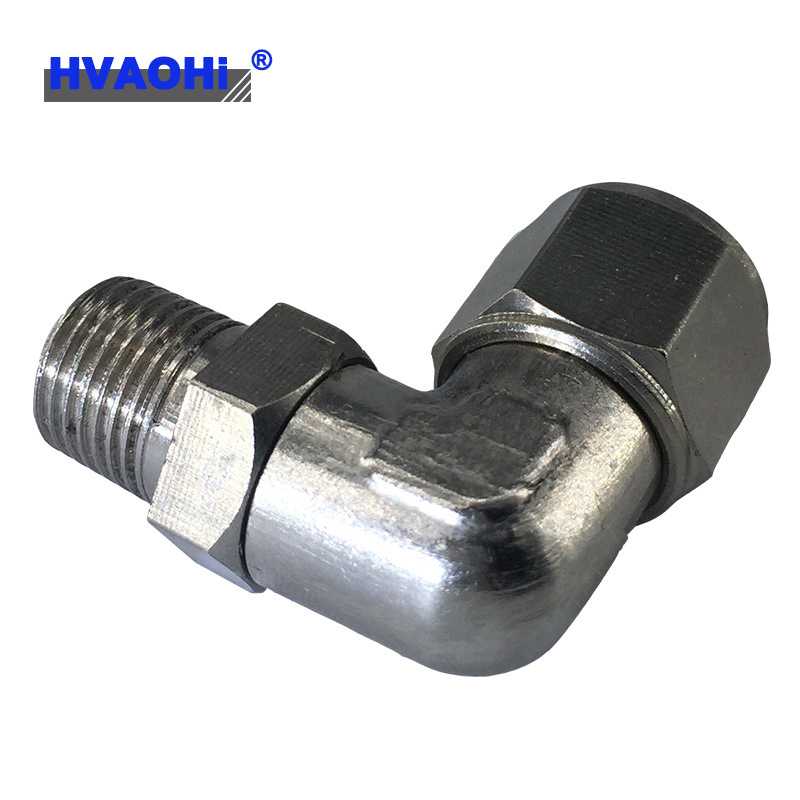 全铜镀镍直角外螺纹快拧式气动管360度旋转外丝接头L型弯头管接头