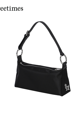 threetimes女士单肩手提包2025秋季新款时尚女式黑色高级感韩版