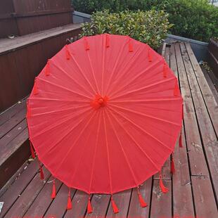 古典演出色道具伞走秀伞 舞蹈伞大红婚庆伞纯色油纸伞装饰花伞