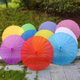 绸布空白纯色绘画工艺伞DIY幼儿教具油纸伞道具吊顶装饰古典花伞