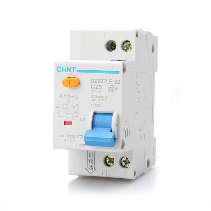 正泰 漏电保护器DZ267LE-32 C32A 25A 20A 16A 10A 6A 漏电断路器