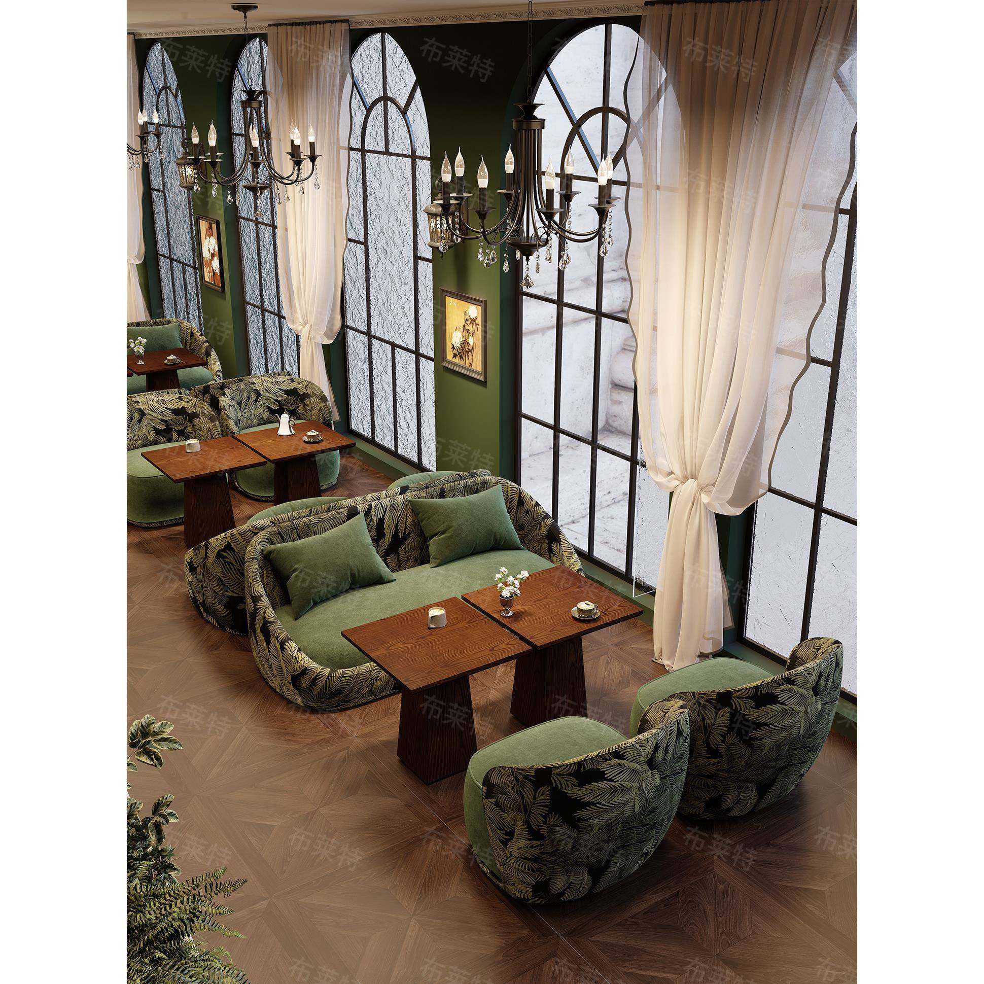 需定制西餐厅沙发卡座法式覆古咖啡厅桌椅组合民宿酒店清吧甜品店