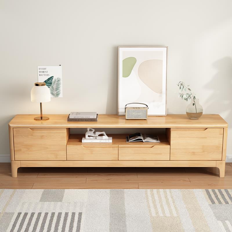北欧全实木电视柜茶几组合现代简约小户型家用客厅电视柜原木地柜