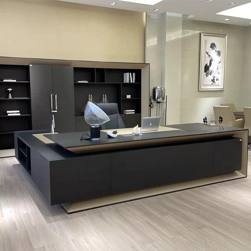 新中式黑胡桃白蜡木老板桌高端大班台主管经理桌办公室酒店民宿