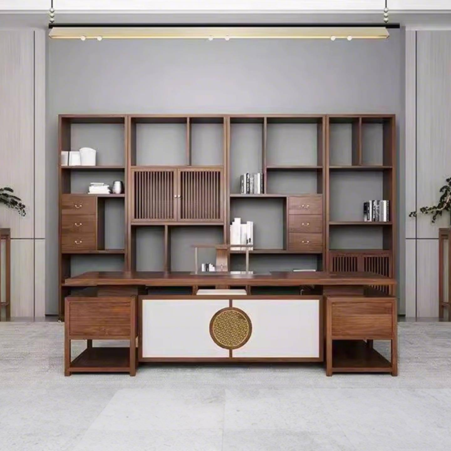 新中式禅意黑胡桃白蜡木实木大班台办公室酒店民宿公司老板主管桌