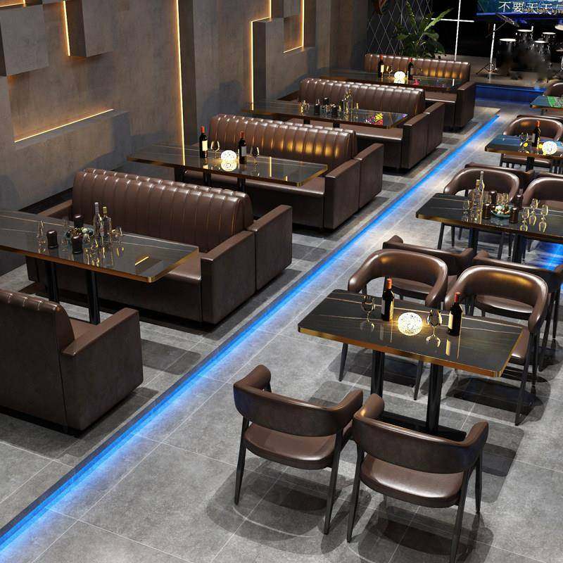 需定制清吧音乐酒馆咖啡西餐厅桌椅组合复古火锅烧烤奶茶店卡座沙