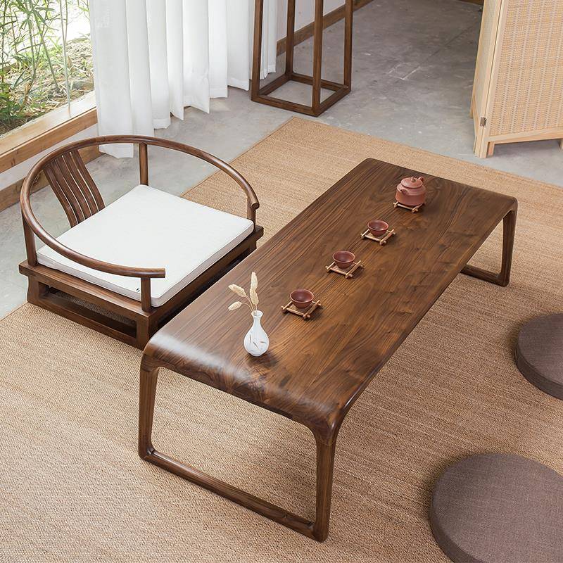 榻榻米茶桌日式茶几禅意实木矮桌新中式茶台飘窗阳台家用学习炕桌