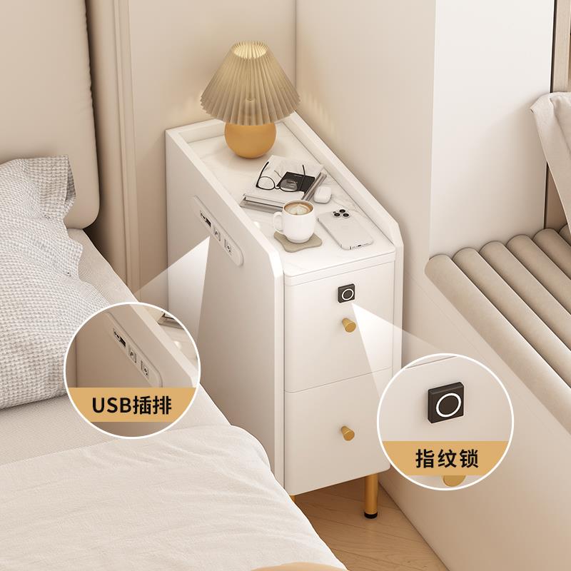 全实木床头柜小型卧室床边柜20公分30cm极窄超迷你床头收纳柜岩板
