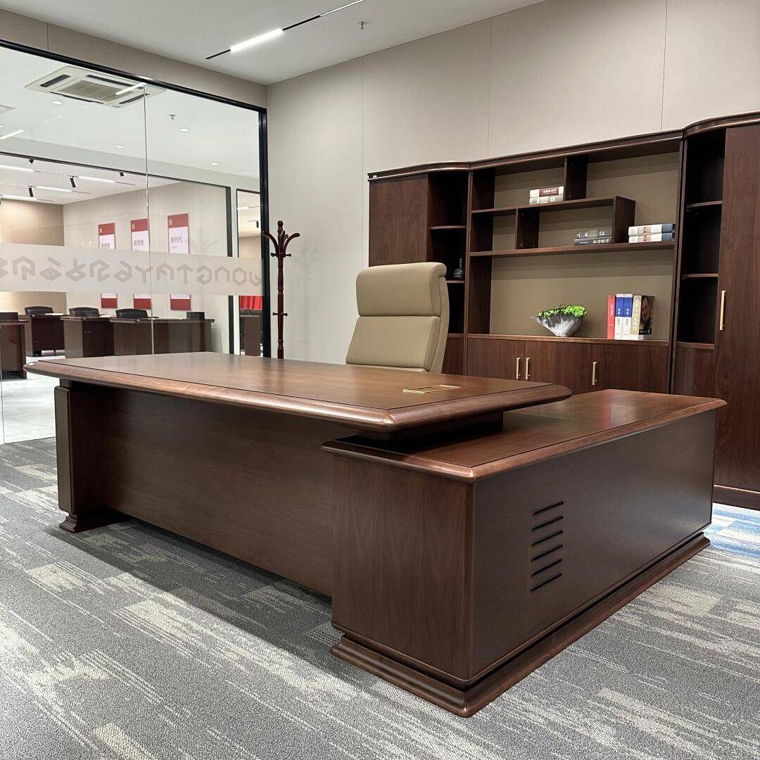 新中式禅意白蜡木黑胡桃大班台高端酒店民宿办公室老板桌主管桌