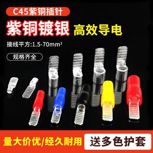C45空气开关插针插片冷压接线端子铜鼻子线耳接线连接器紫铜镀银