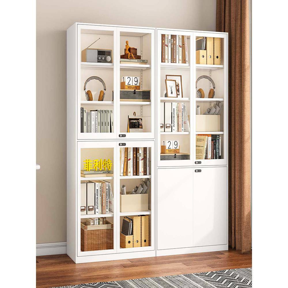 Philip家用书柜玻璃门展示柜钢制儿童环保书架学生教科书图书储藏