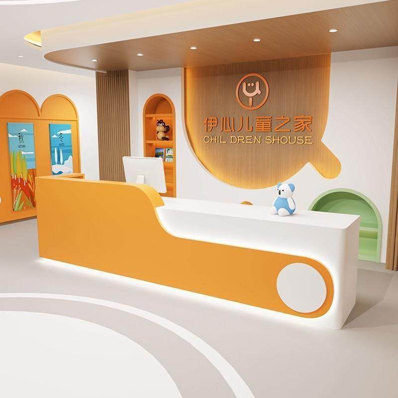 需定制教育培训机构前台幼儿园早教吧台桌美容院服装店收银柜台学