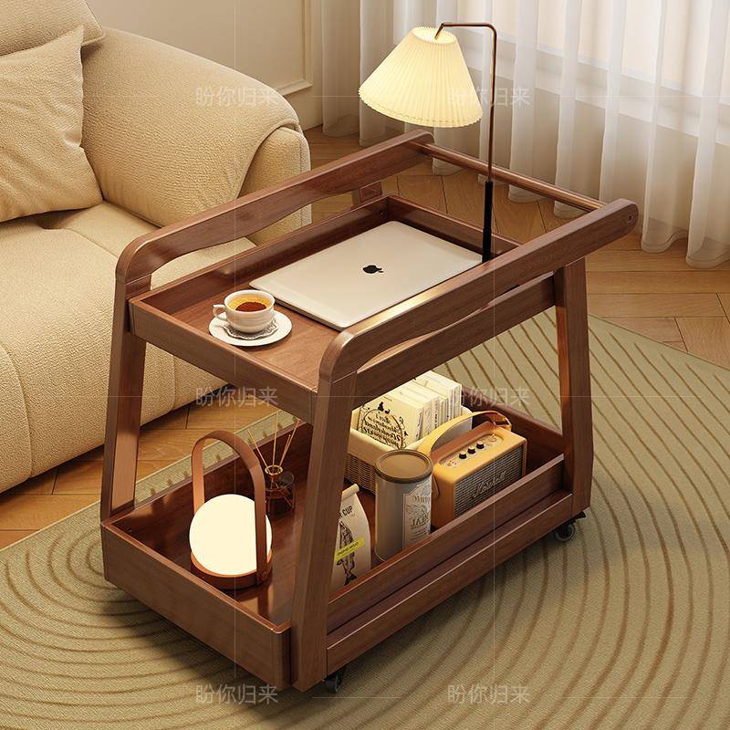 实木沙发边几可移动茶几带轮床头小推车家用客厅沙发侧边柜茶水柜