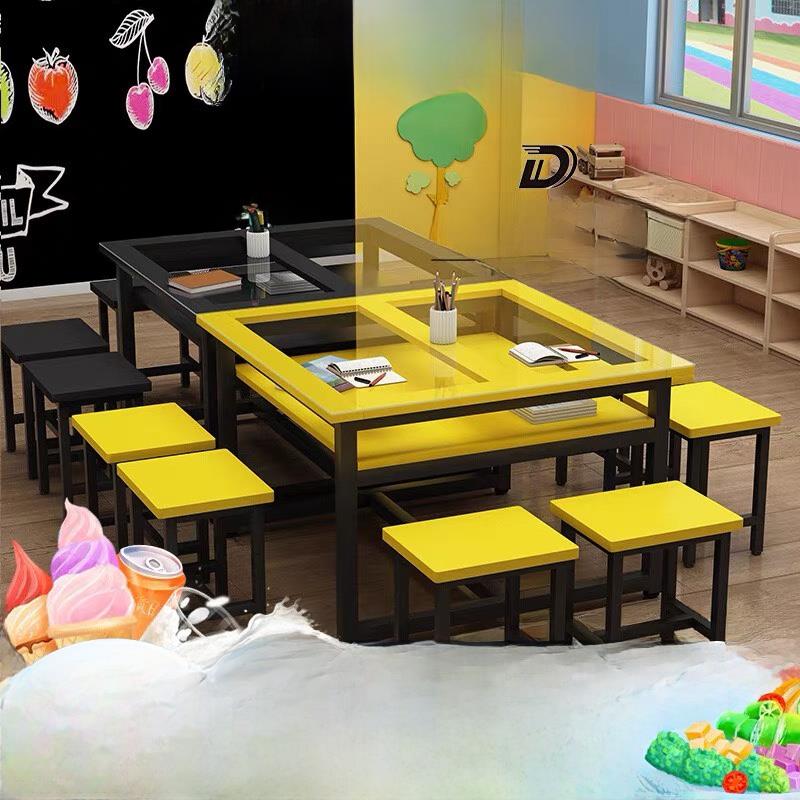 幼儿园小学生玻璃绘画艺术书法手工工作室辅导训练桌辅导班课桌椅