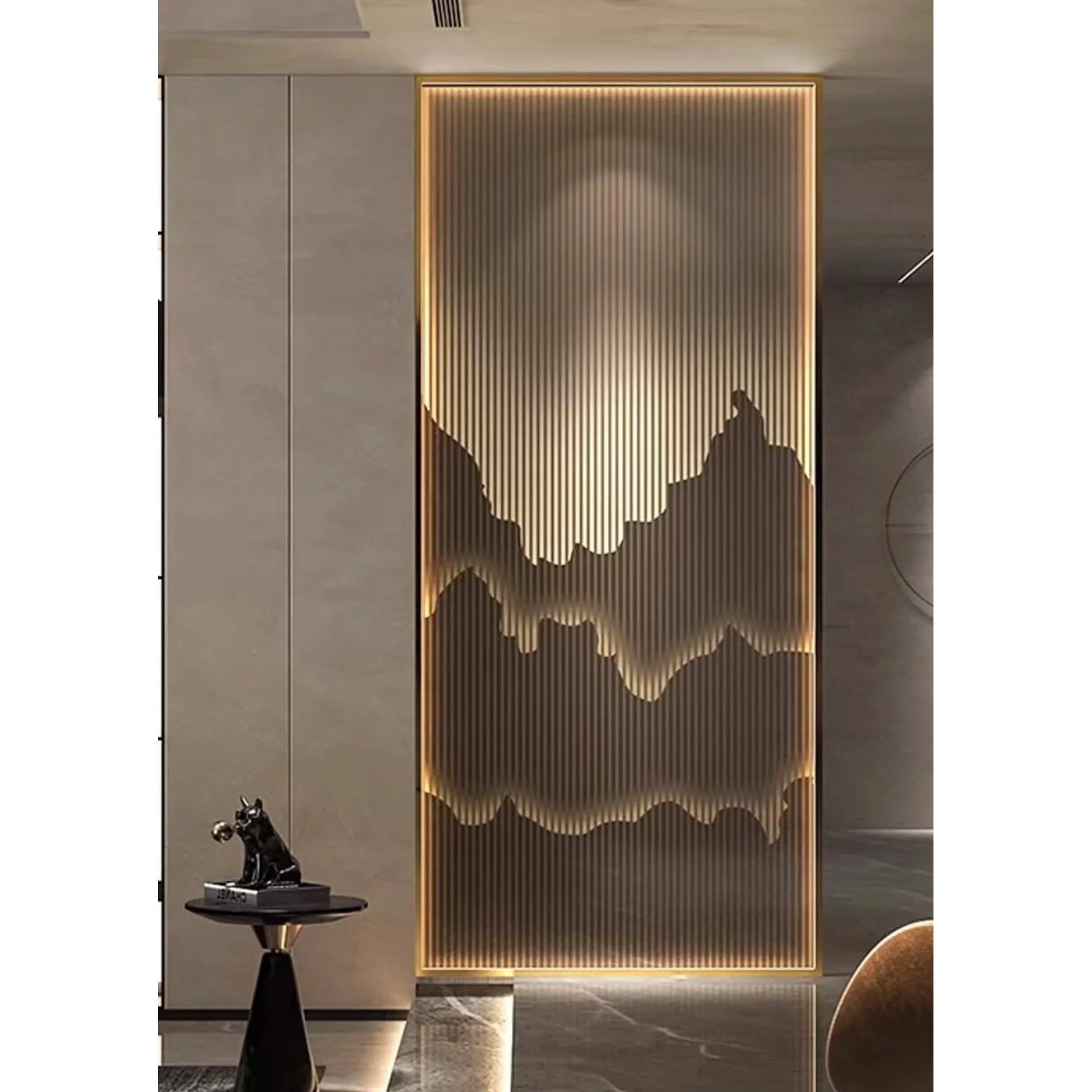 不锈钢屏风雕花玫瑰金玄关镂空简约隔断钛金新中式花格栅销售楼