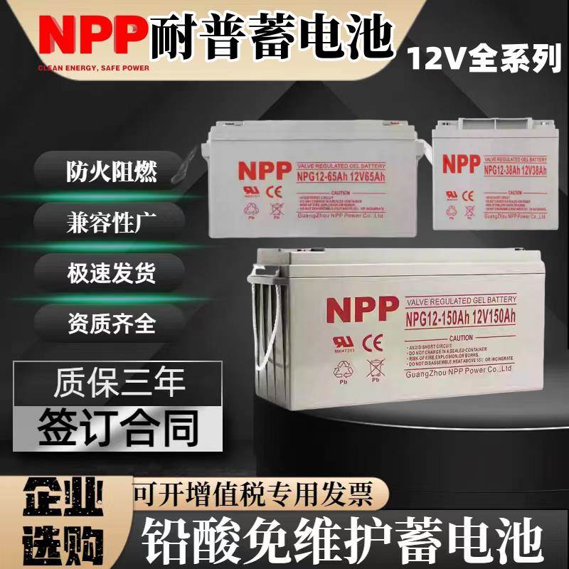 耐普蓄电池NPG12-100胶体12V100A65A40A38A24AH17A机房UPS应急EPS