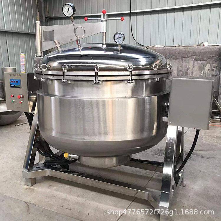 400L自动开门不锈钢煮烤鸭蛋压锅温压力锅牛羊肉温蒸煮锅
