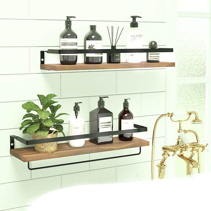 墙壁置物架卫生间悬浮隔板壁挂木质收纳架客厅挂墙储物架