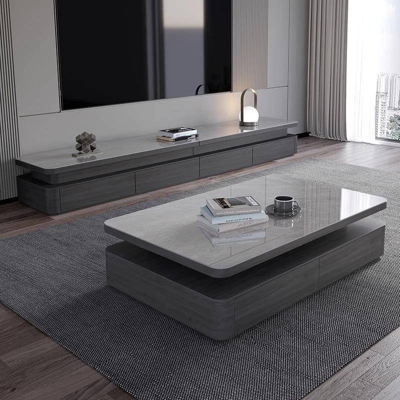 dpp岩板2024新款客厅家用意式轻奢茶几电视柜组合现代简约小户型