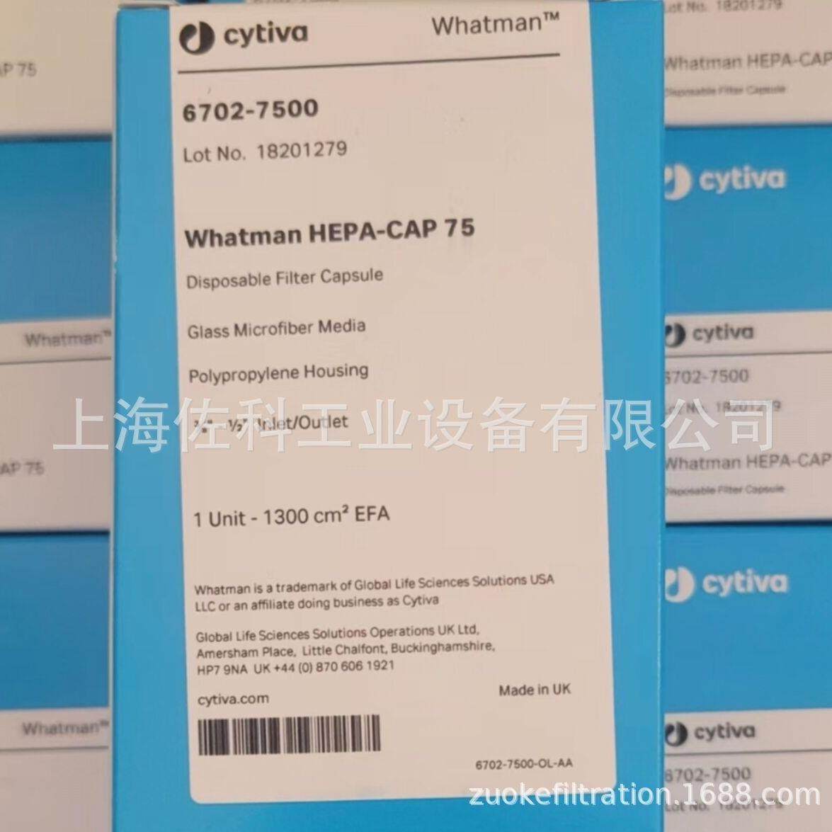 供应Whatman6702-7500过滤器，HEPA囊式过滤器，气体颗粒测试器