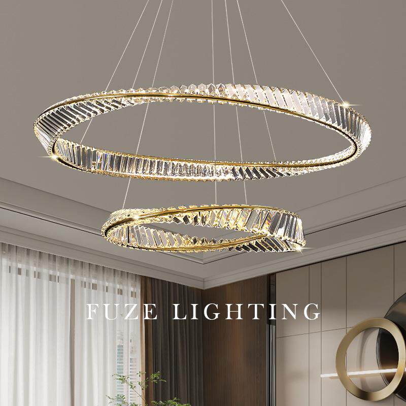 极简创意个性后现代意式轻奢简约设计师客厅餐厅卧室圆环水晶吊灯