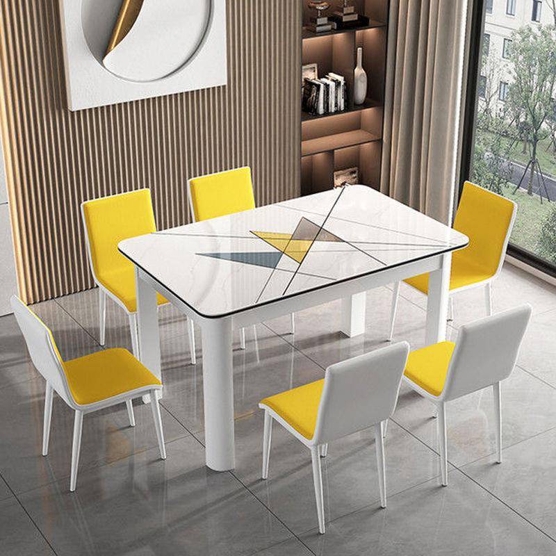 餐桌椅组合家用现代简约小户型轻奢饭桌4人6人长方形吃饭桌子餐桌