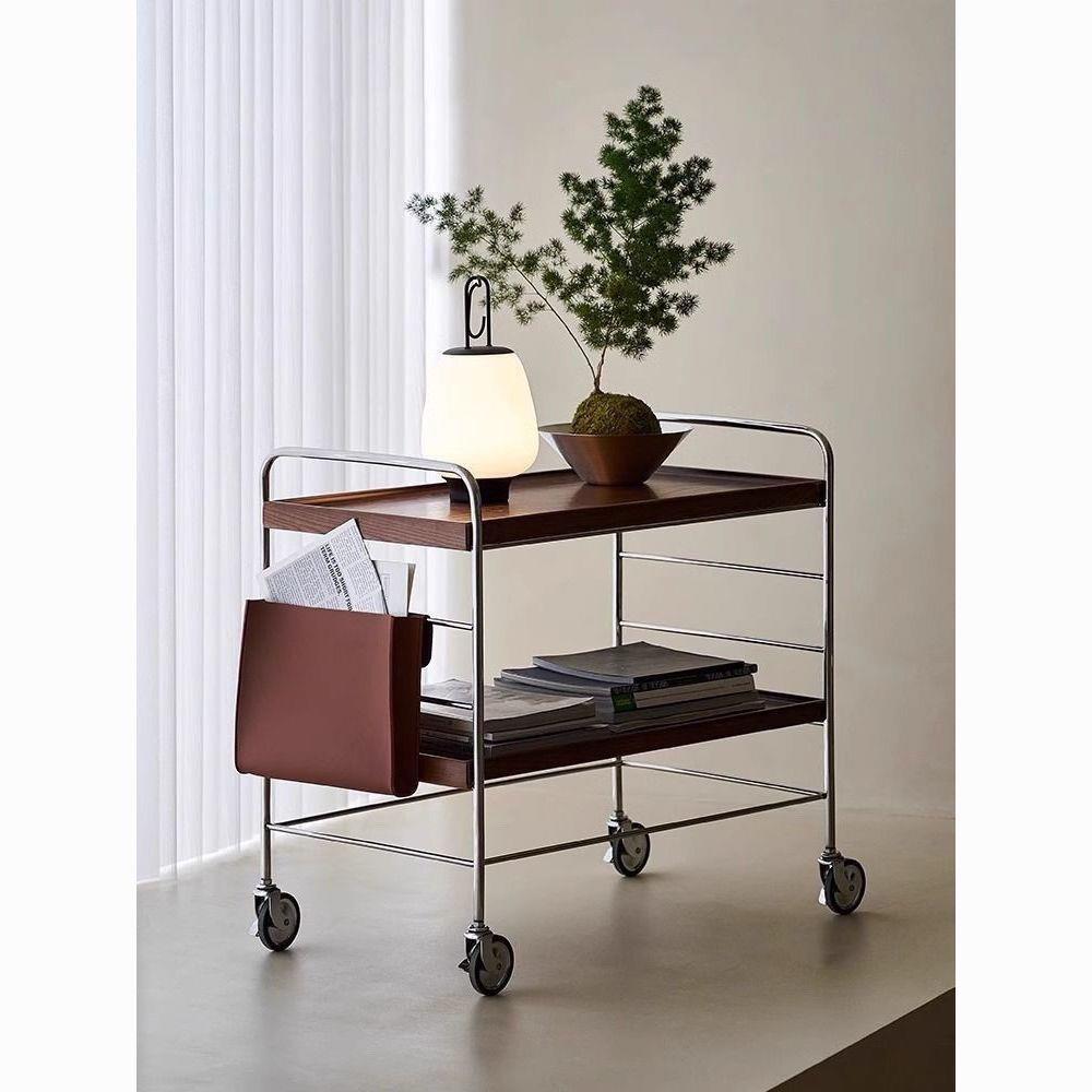 【折扣价】实木沙发边几可移动带轮小推车小户型客厅茶几边柜角几