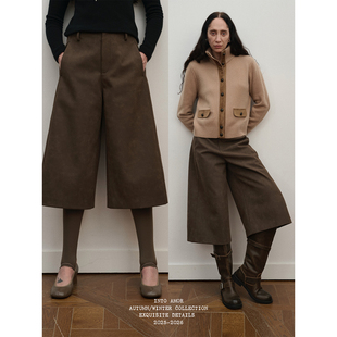 INTO AMOR冬季女老钱风仿麂皮七分裤靴裤