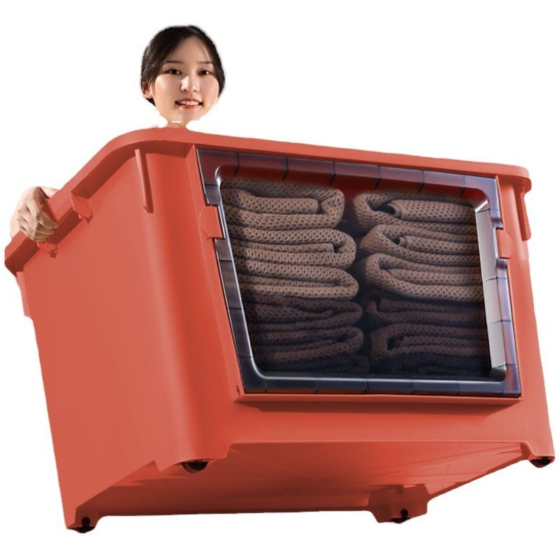 玩具收纳箱家用前开式加厚透明储物箱零食衣服书本整理大容量箱子