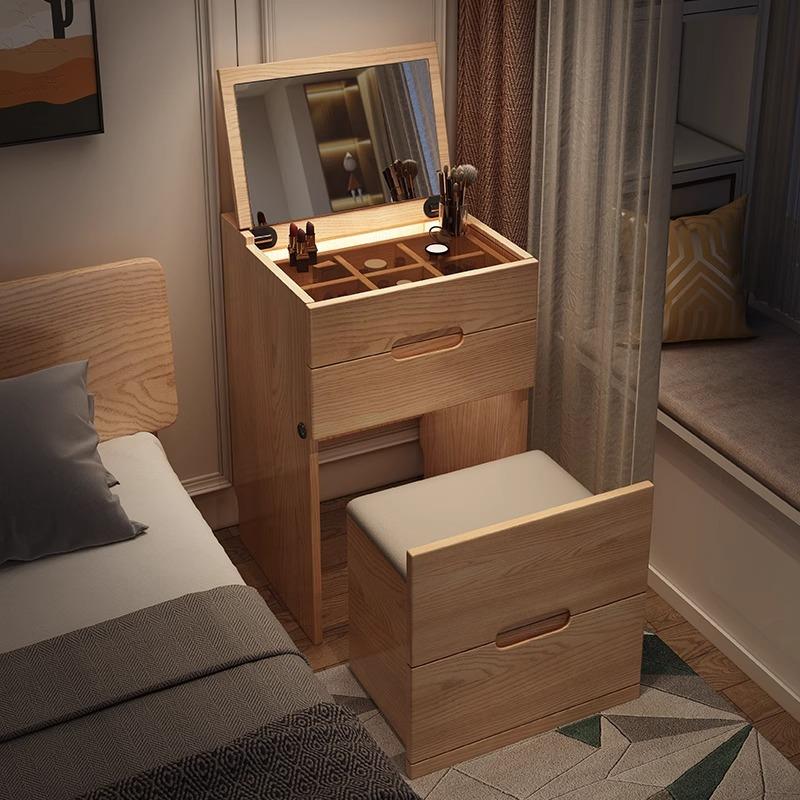 现代简约小户型梳妆台小卧室一体床边收纳柜化妆桌斗柜迷你化妆台