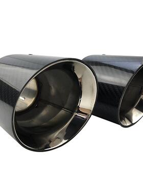 汽车改装通用排气管尾喉304不锈钢红色碳纤维斜纹亮面喇叭口尾喉