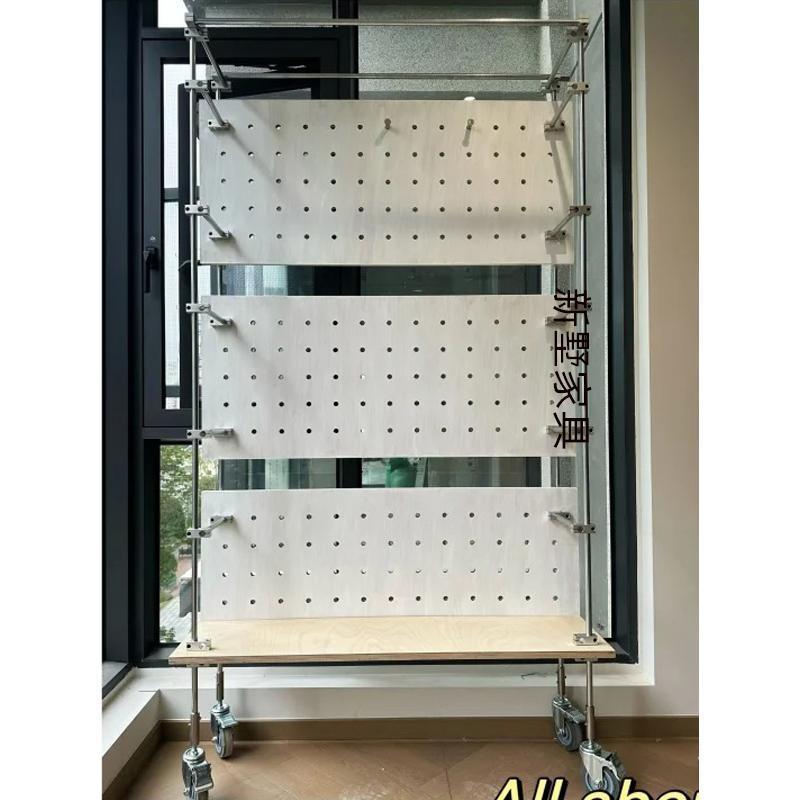 桦木光轴洞洞板置物架玄关收纳架顶天立地陈列架客厅书报架隔断架