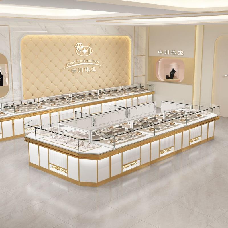 珠宝展示柜银饰玉器首饰柜台玻璃产品翡翠展柜陈列柜定桌