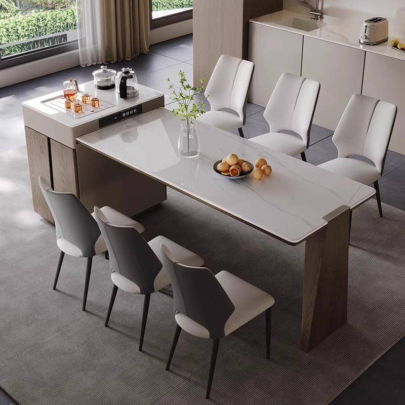 6.6轻奢岩板岛台餐桌茶桌一体可伸缩家用小户型多功能厨房倒台中