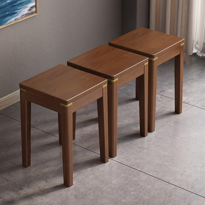 全实木小凳子客厅家用餐凳可叠放新中式餐桌椅方凳高脚凳简约现代