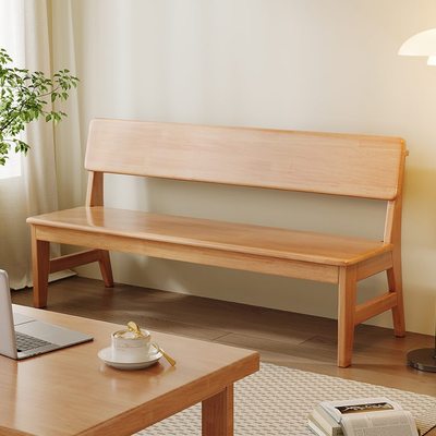 长条凳子长板凳餐桌长凳靠背椅北欧靠背带长椅家用客厅全实木双人