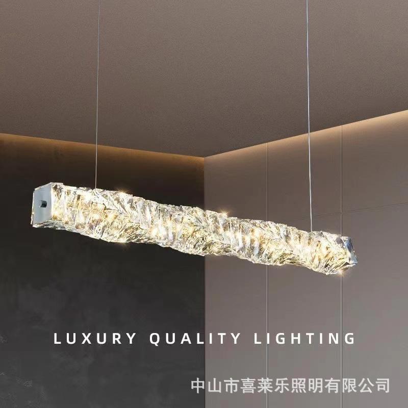 餐厅灯吊灯水晶轻奢灯现代简约饭厅餐桌吧台长条创意设计师款