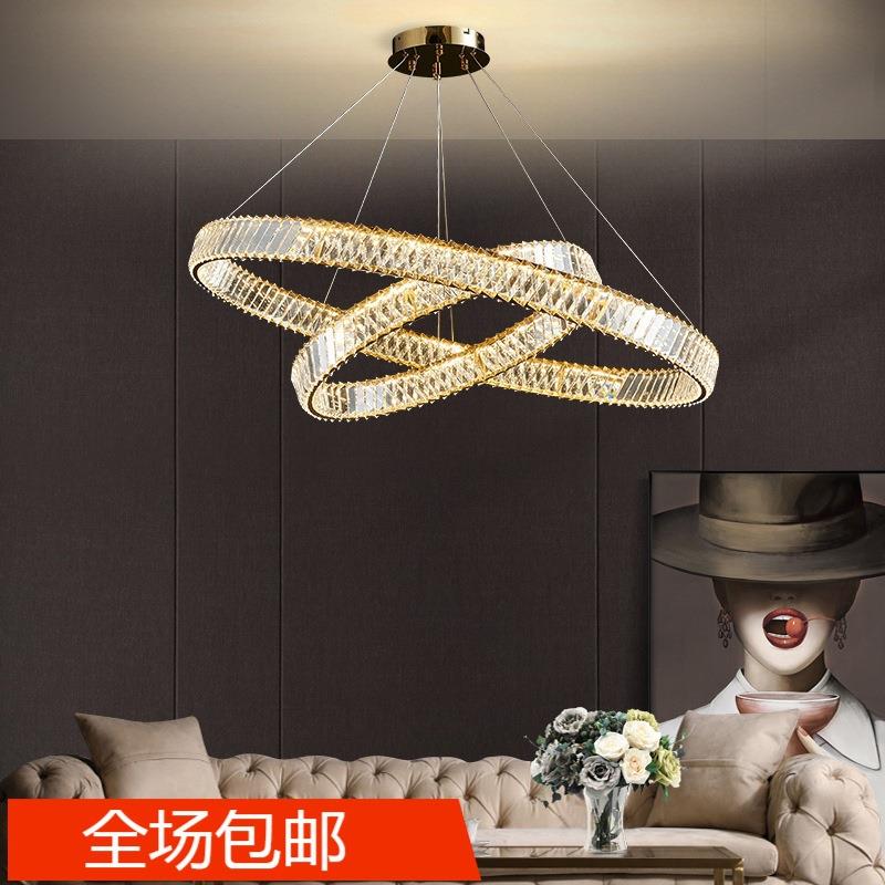 轻奢客厅吊灯简约后现代样板房艺术餐厅卧室创意莫比斯环水晶灯饰