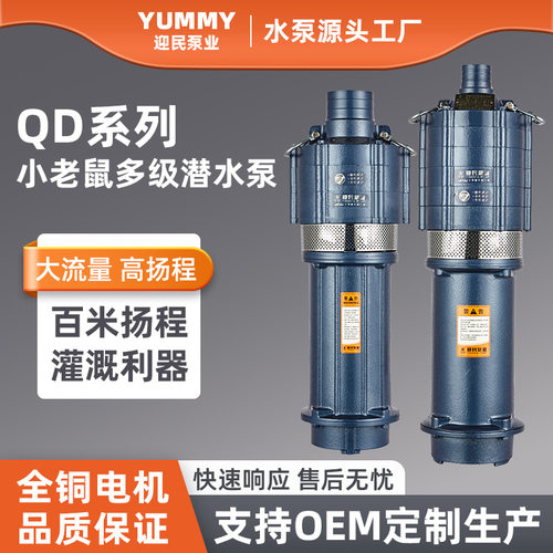 QD多级潜水泵高扬程抽水机220V家用清水泵农用灌溉深井泵380V三相