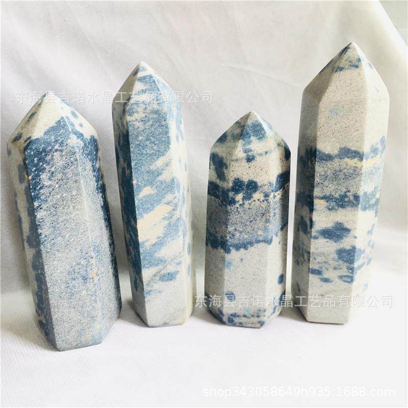 吉诺水晶水晶柱k2六棱柱蓝石英石单尖柱摆件工艺品